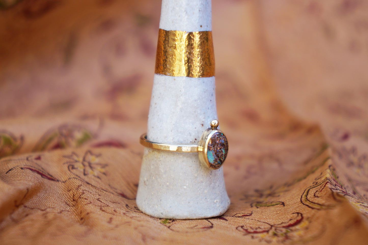 Australian Boulder Opal Gold Ring US 7.5