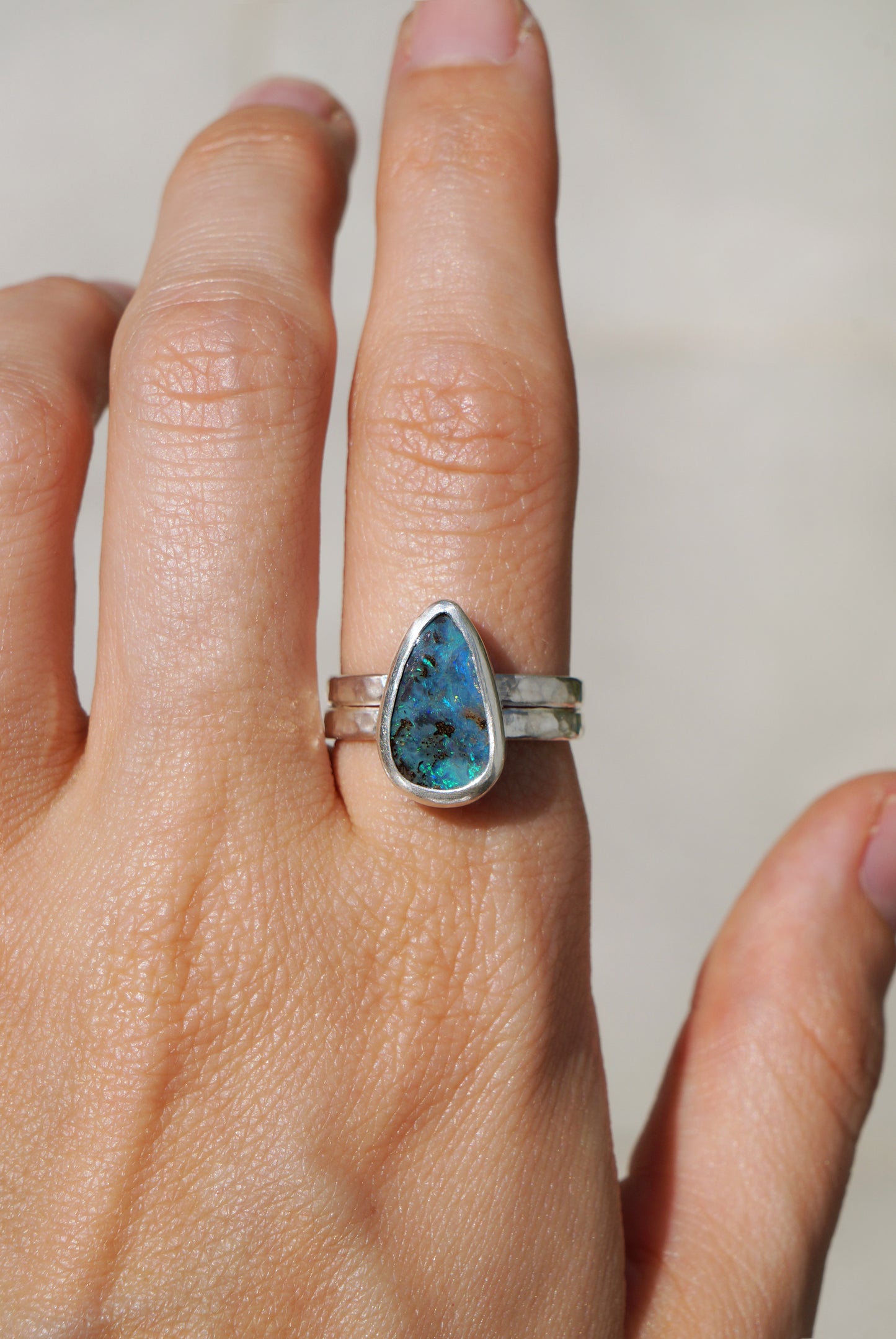 boulder opal ring