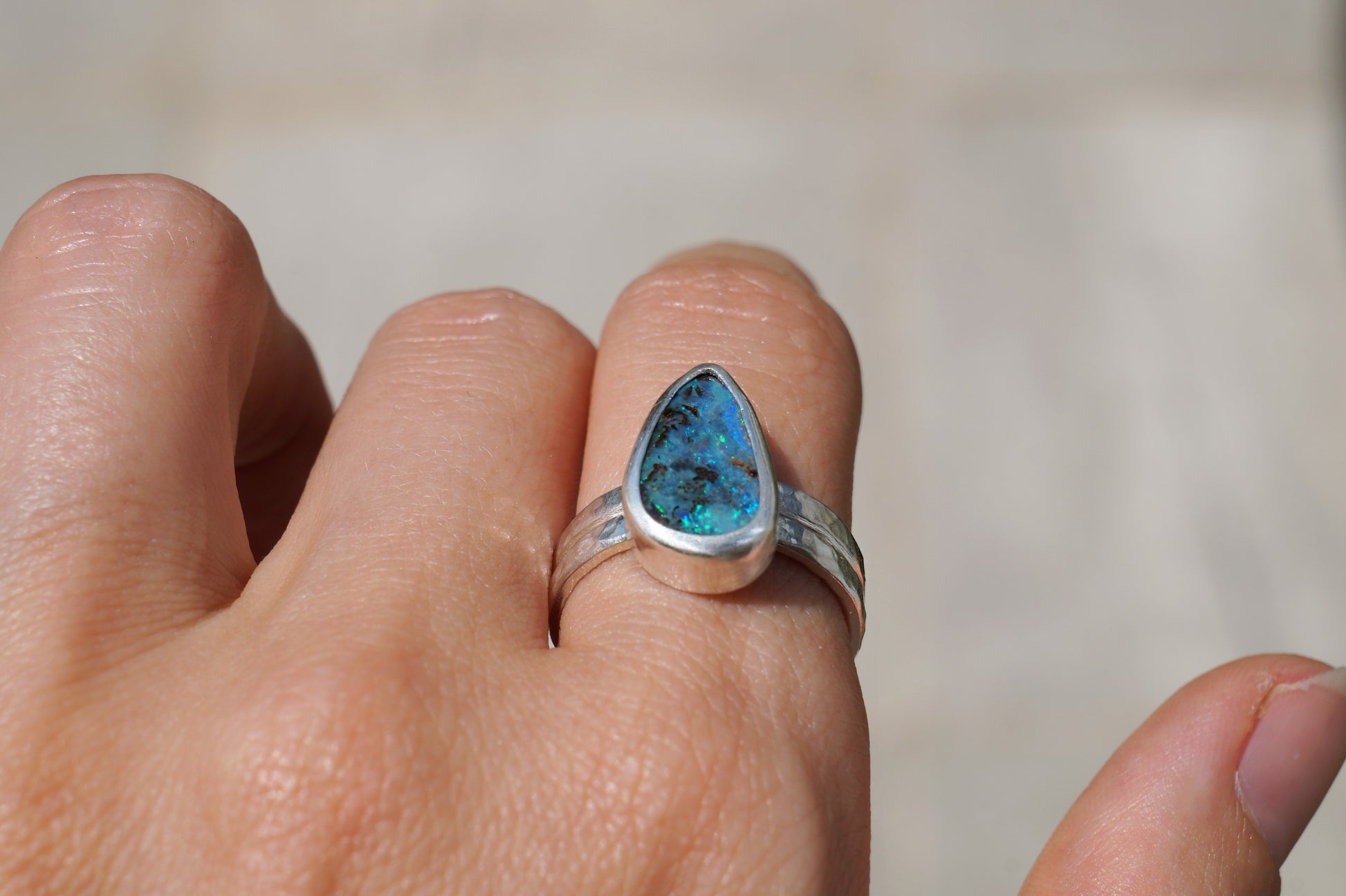 boulder opal ring