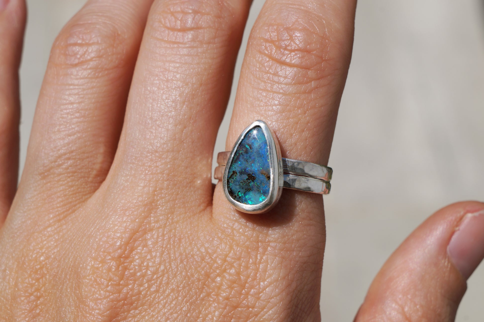 boulder opal ring